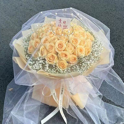 九江52朵香槟玫瑰满天星，你就是我的全部