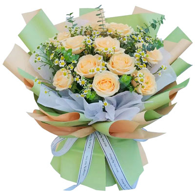 九江11朵香槟玫瑰洋甘菊，爱温暖幸福
